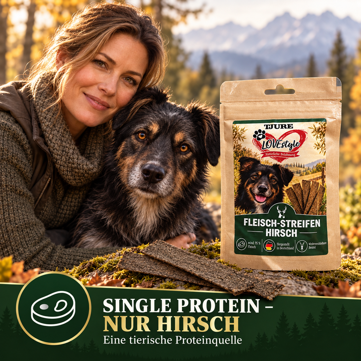 TJURE Lovestyle strisce di carne CERVO 65g.
