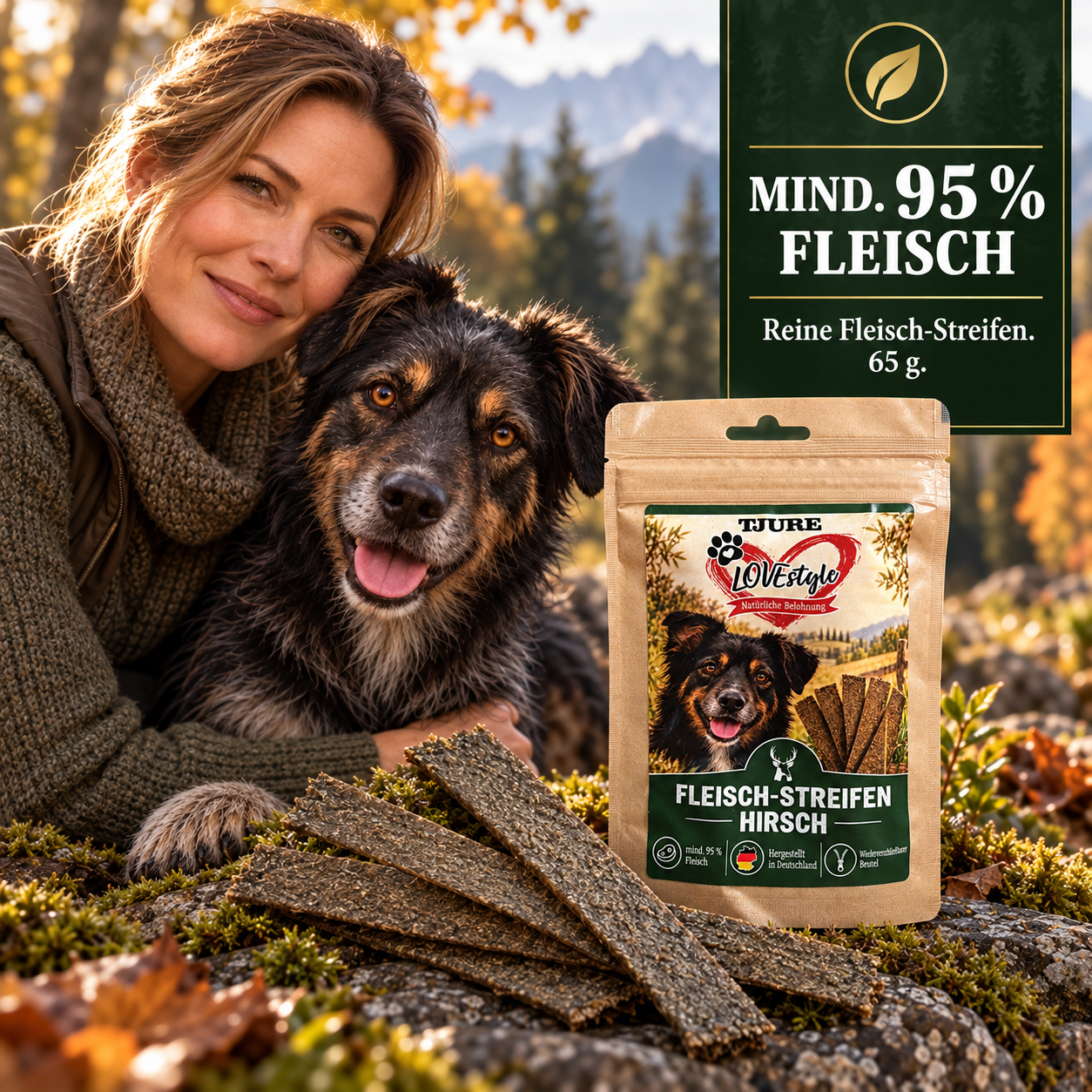 TJURE Lovestyle strisce di carne CERVO 65g.