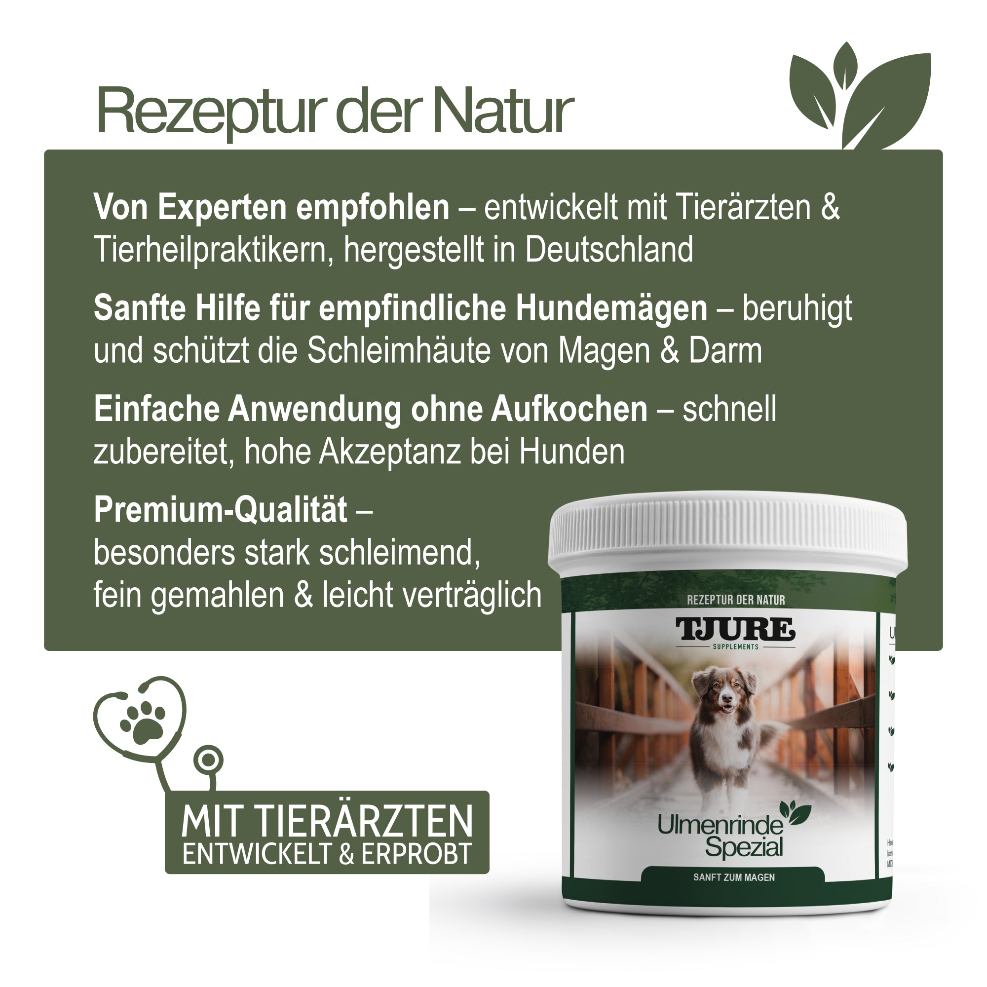 TJURE Corteccia di Olmo Speciale – Aiuto per stomaco e digestione dei cani 150 g molto concentrato