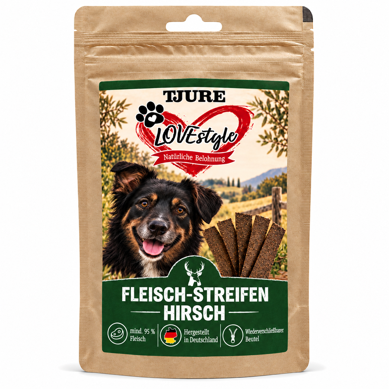 TJURE Lovestyle strisce di carne CERVO 65g.