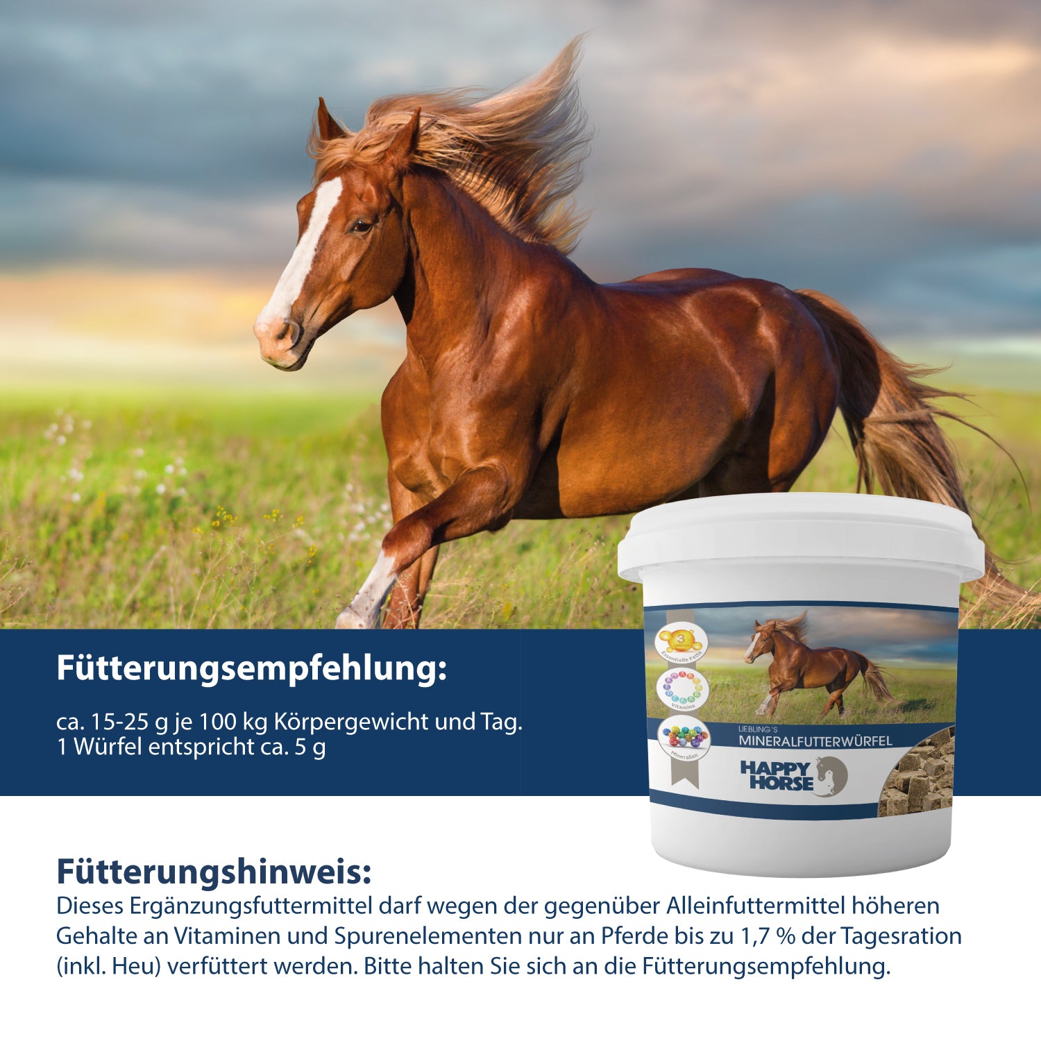 HAPPY HORSE Cubetti di mangime minerale preferiti 5 kg