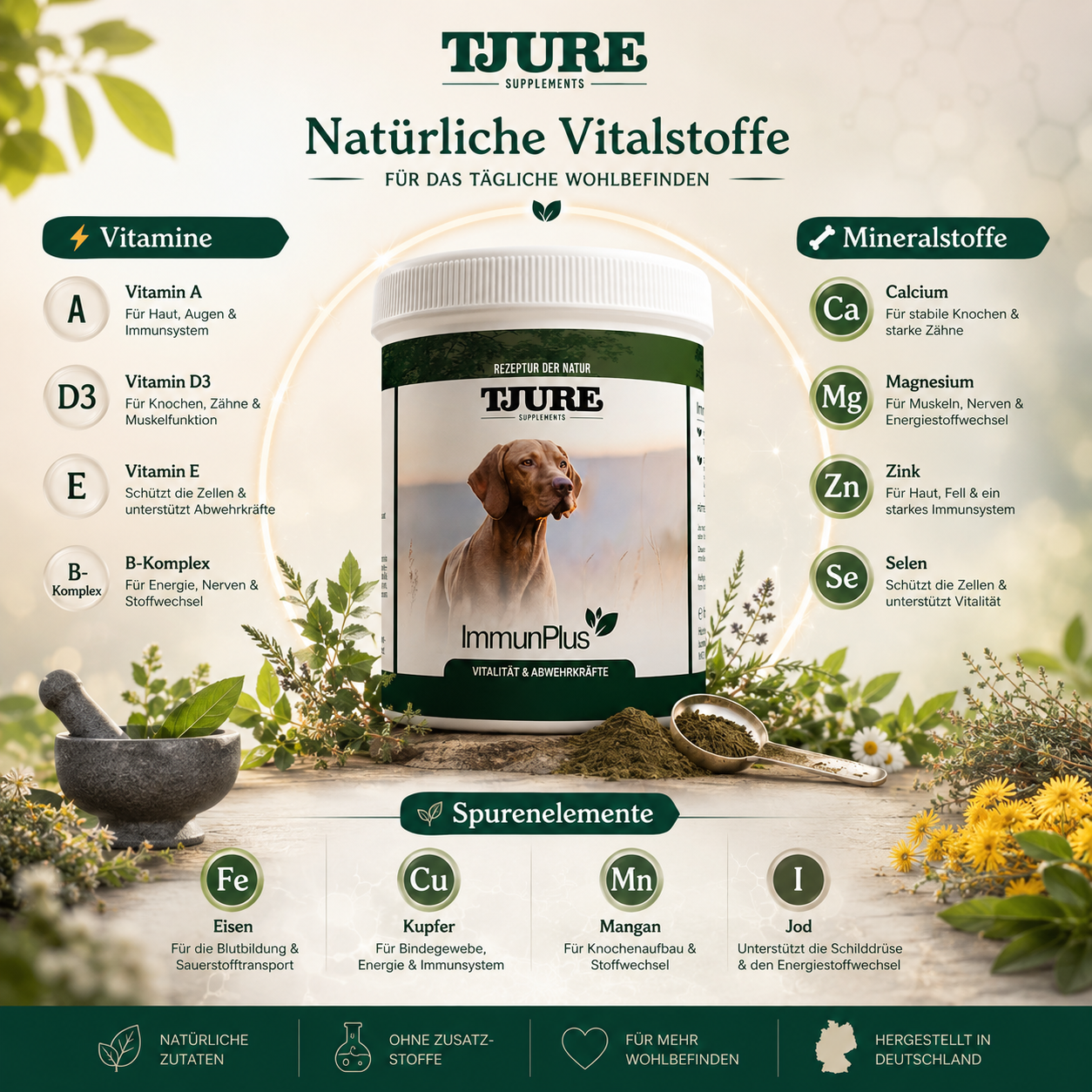 TJURE - Immun Plus 500 g | per il benessere | per uno sviluppo fisico sano
