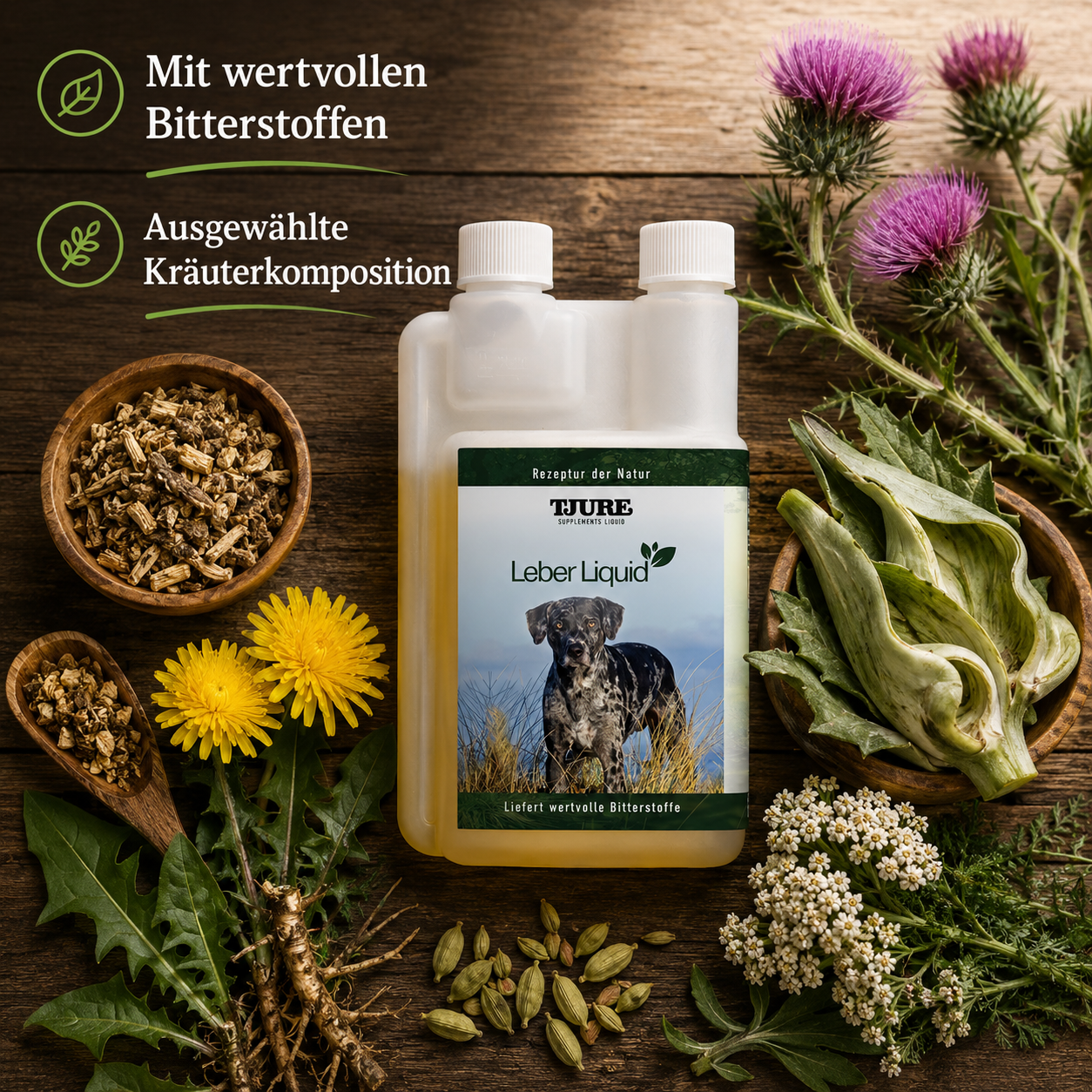 TJURE - Fegato Liquido - 1000 ml | Fornisce al tuo cane preziosi principi amari ed erbe