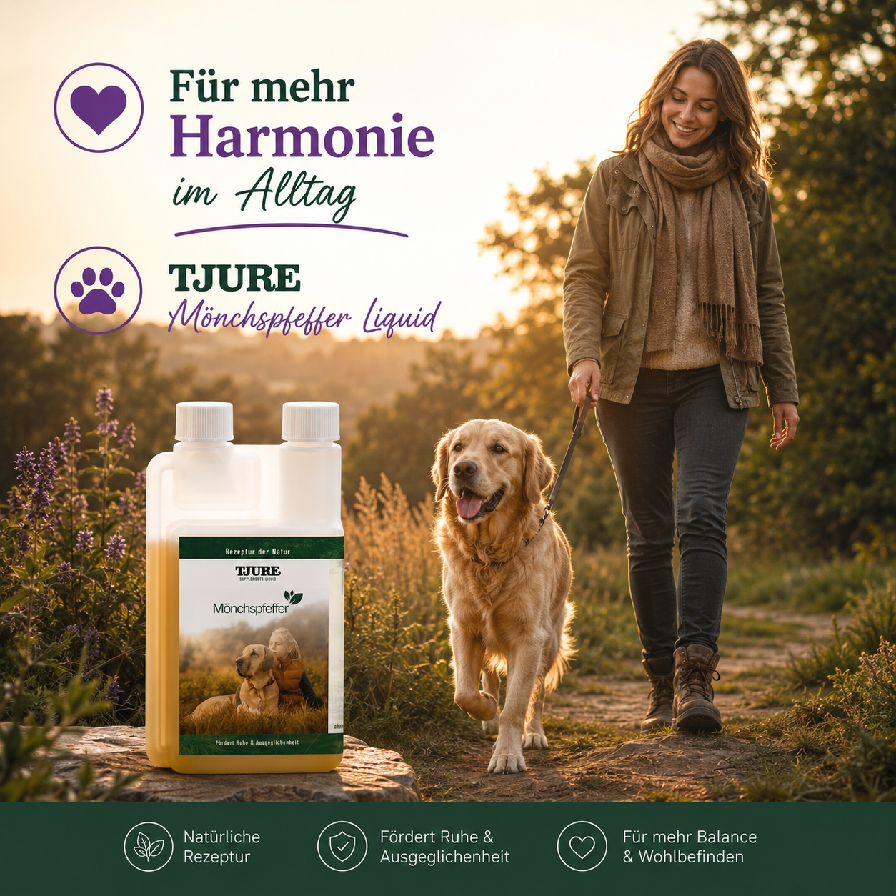 TJURE - Liquido di Agnocasto - 500 ml | Equilibrio ormonale per cani felici | in calore | falsa gravidanza
