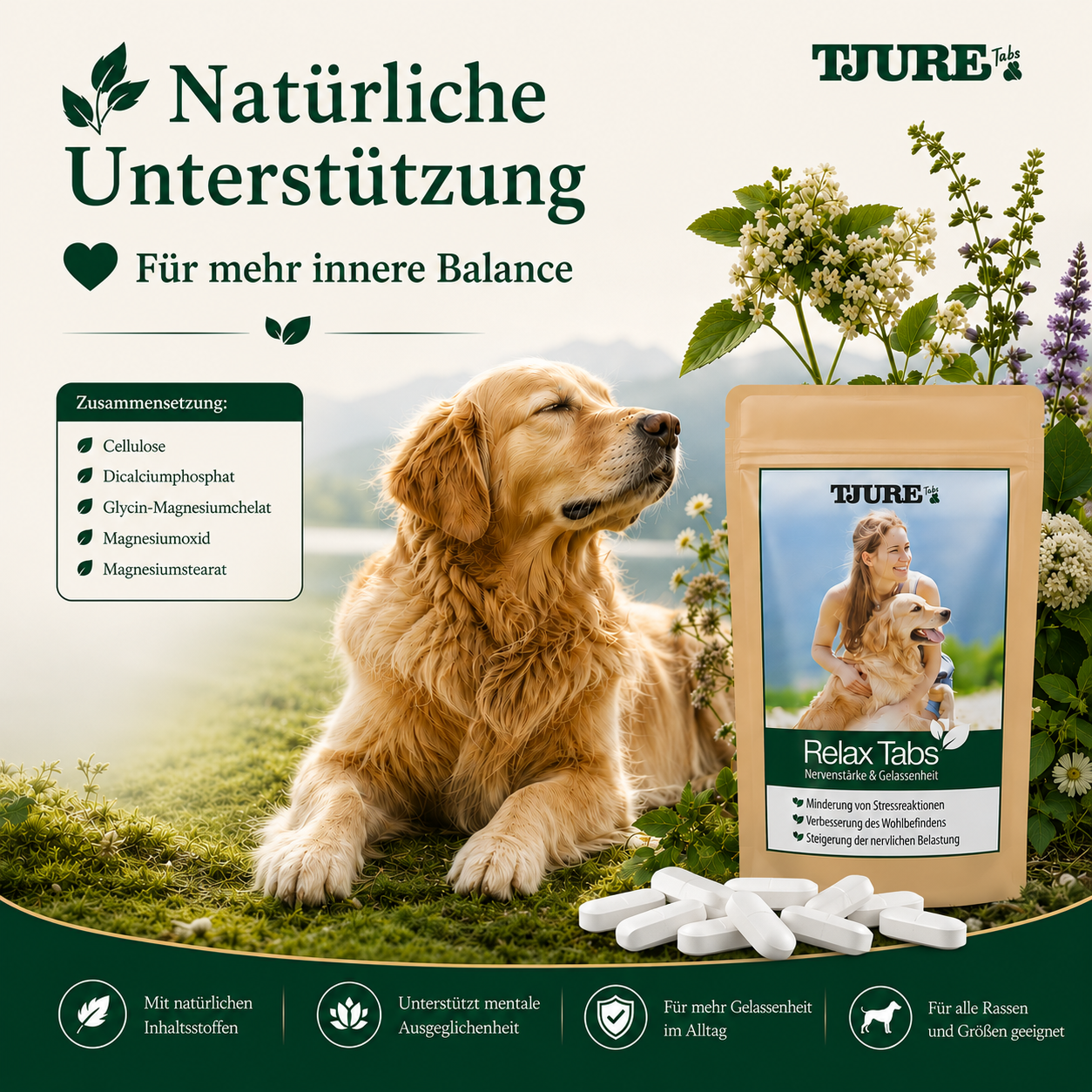 TJURE - Compresse Relax 250 g  | Rilassamento Naturale per il tuo Cane