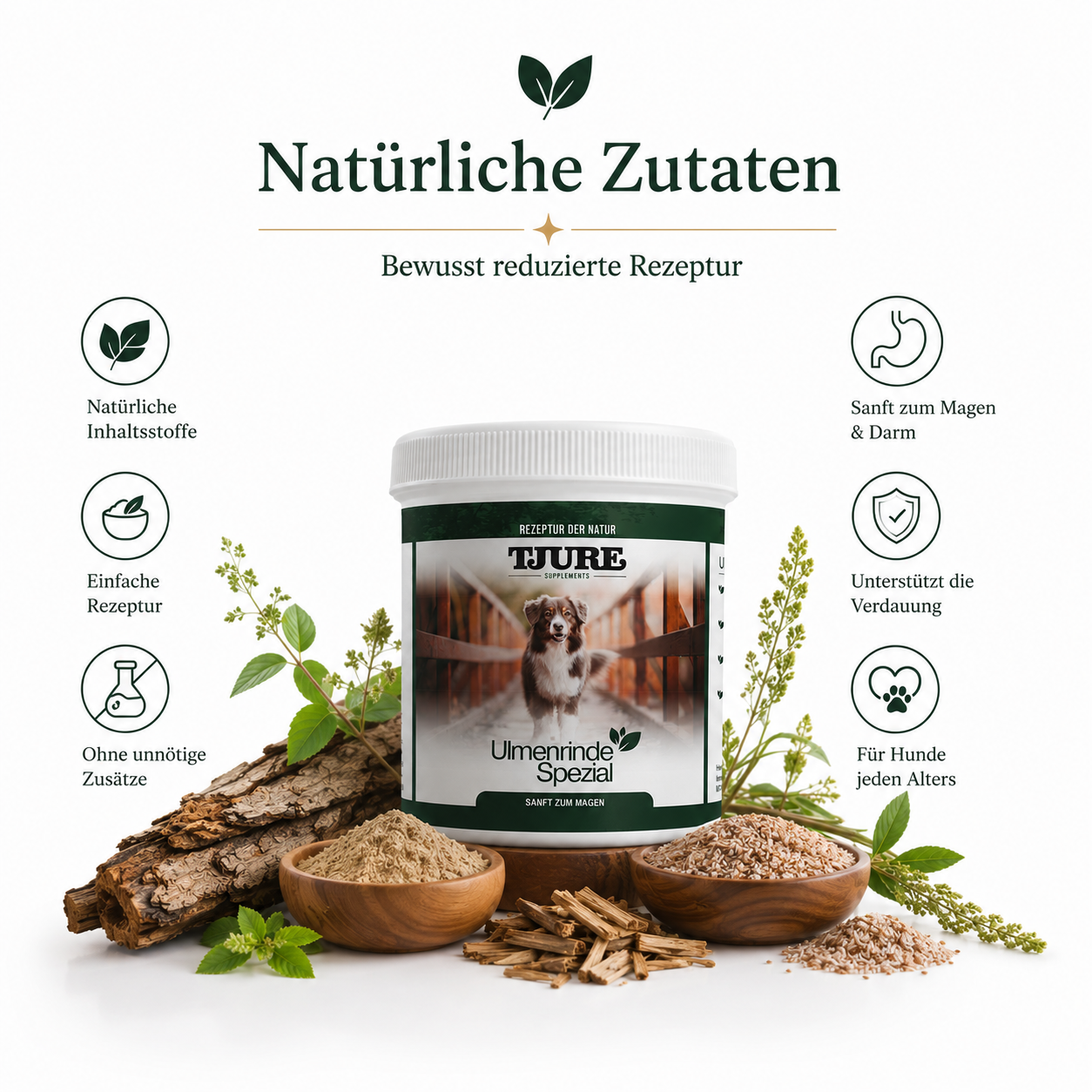 TJURE Corteccia di Olmo Speciale – Aiuto per stomaco e digestione dei cani 150 g molto concentrato