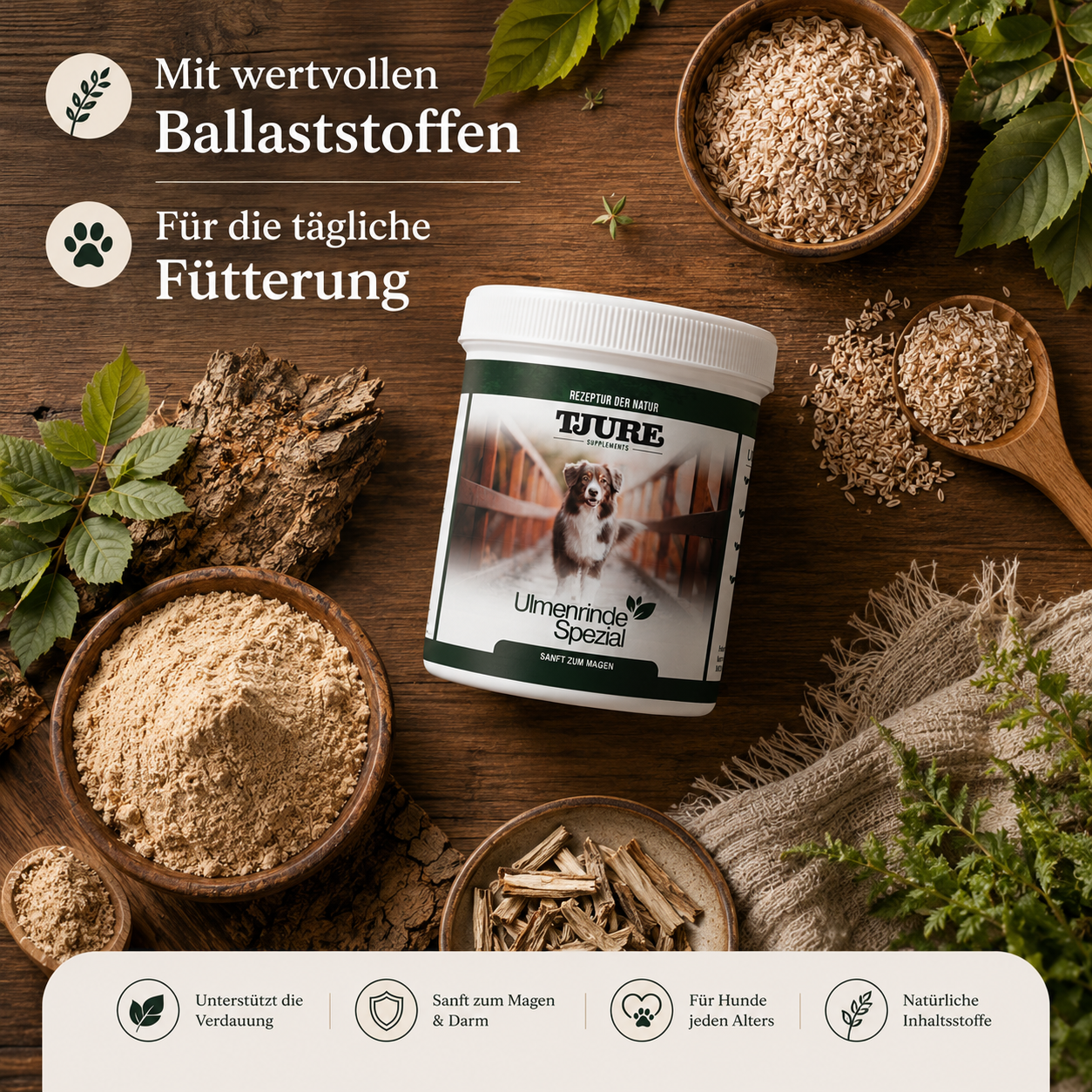 TJURE Corteccia di Olmo Speciale – Aiuto per stomaco e digestione dei cani 150 g molto concentrato