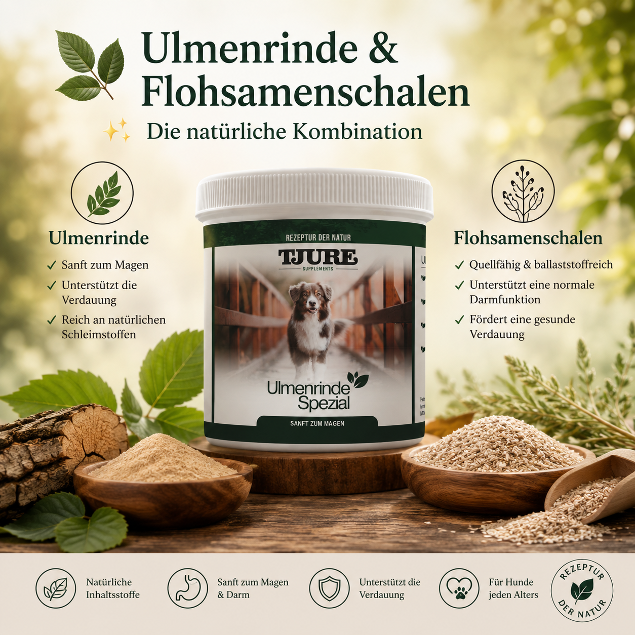 TJURE Corteccia di Olmo Speciale – Aiuto per stomaco e digestione dei cani 150 g molto concentrato