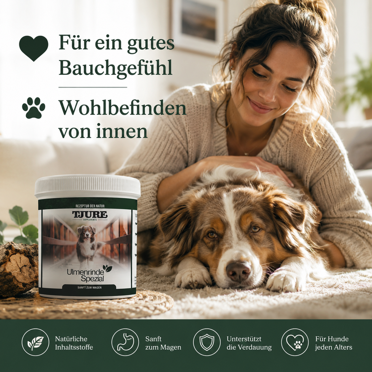TJURE Corteccia di Olmo Speciale – Aiuto per stomaco e digestione dei cani 150 g molto concentrato